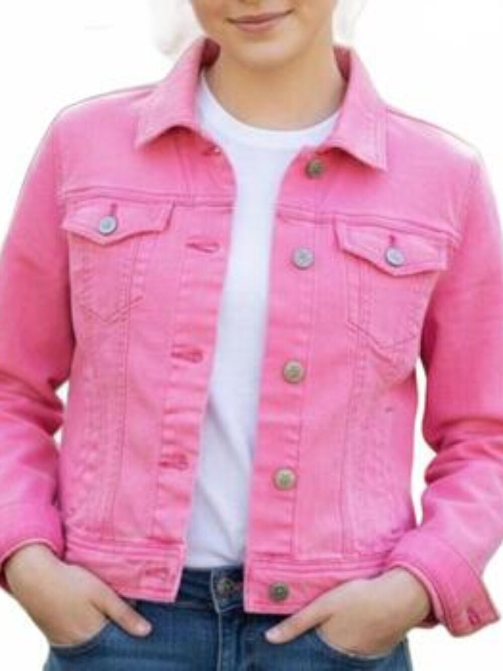 JACKET Old Navy Girls Pink Jean Jacket Size Large